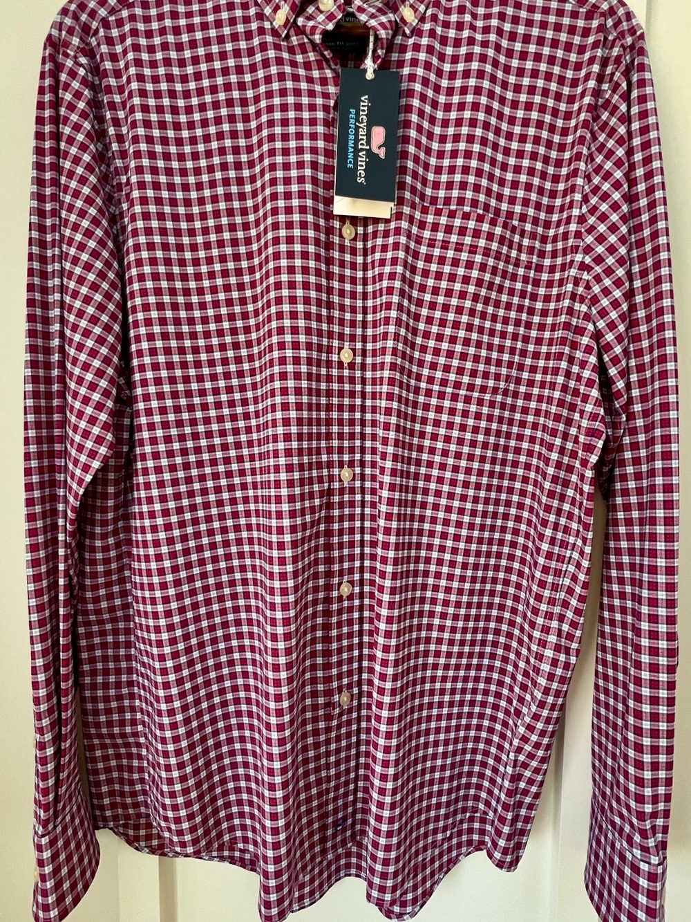 Vineyard Vines Performance Men's Red and White Check Button-Down Shirt
